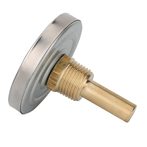 Solimeta 2.5" Bimetal Dial Thermometer, 0-250 Deg F/-20-120 Deg C, Lead-Free Brass Stem With Pocket #TOP1