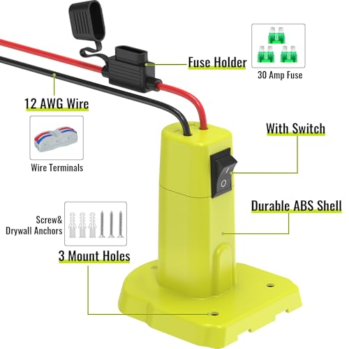 Azocek 1 Pack Power Wheel Adapter For Ryobi 18V Battery thumb #1