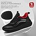 Treesky Non Slip Work Shoes for Women in Food Service - Slip Resistant, Comfortable & Lightweight Sneakers, Suitable for Restaurant, Kitchen & Nursing Crews (Black & Red, Size 7.5)