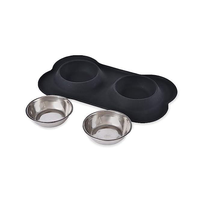 Honbuty Dog Bowls, Cat Food and Water Bowls Stainless Steel, Double Pet Feeder Bowls with No Spill Non-Skid Silicone Mat, Dog Dish for Small Dogs Cats Puppies (B0CT5XYFX5) Amazon Price History, Amazon Price Tracker