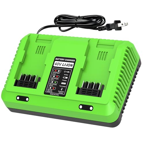BECDXPal Replacement for Greenworks 40V Charger - Dual-Port 3A Fast Charging Wall-Mountable Compatible with Greenworks 40V Power Tools