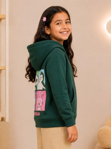 Image of Unisex Kids Solid Full Sleeve Zip Front Open Hooded Sweatshirt