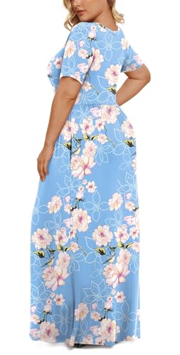 Image of LONGYUAN Women's Plus Size Maxi Dresses Summer Short Sleeve Casual Long Dress 2026 XL-6XL