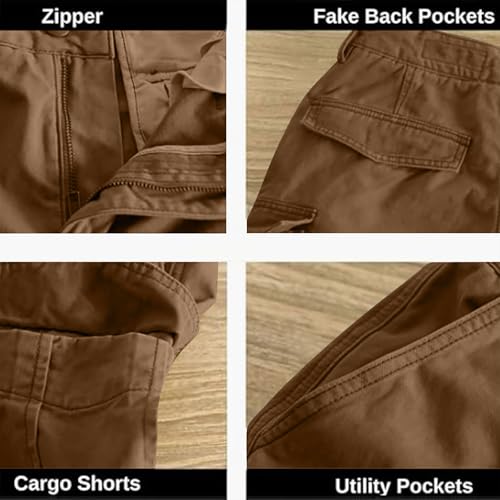 Image of Men's Cotton Twill Hiking Tactical Cargo Shorts Outdoor Lightweight Breathable Multi Pockets Casual Golf Work Shorts