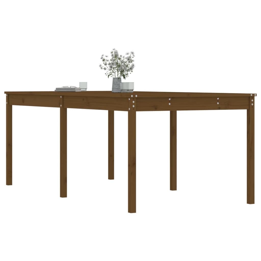 Stół ogrodowy z litego drewna sosnowego, 203,5 x 100 x 76 cm, drewniany stół na taras, do ogrodu, na balkon i dziedziniec, klasyczny stół outdoorowy ze stabilnym blatem i ramą, miodowy brąz