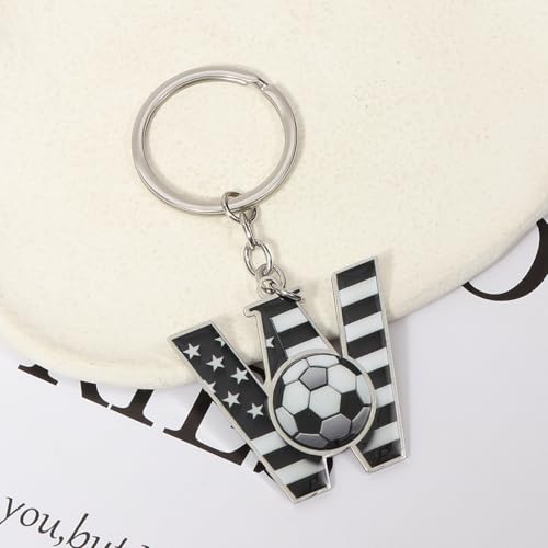 Bag Charms Initial A-Z Letter Keychain Bag Charm Soccer Keychain for Handbags Sports Bag