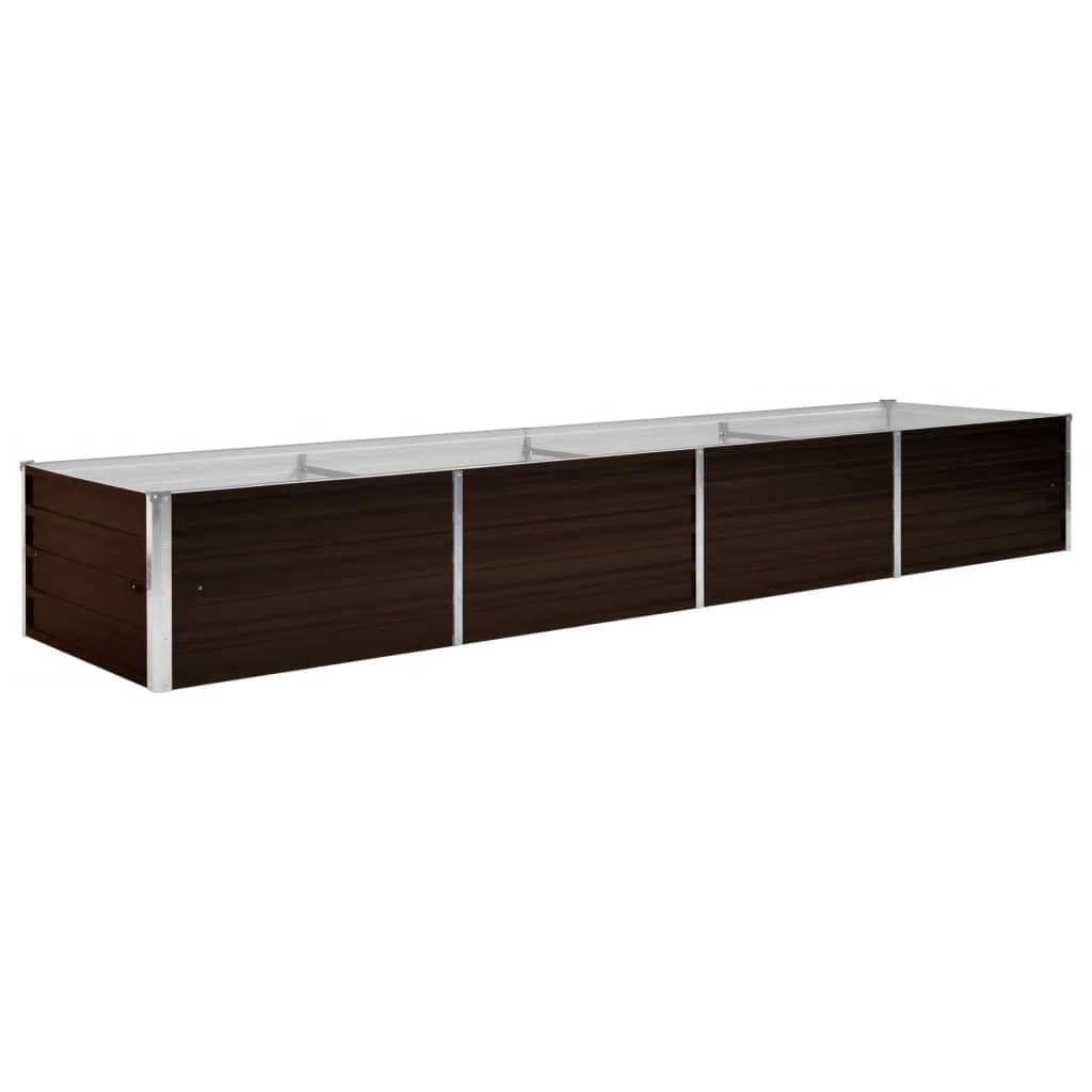 Bancal alto de jardín marrón 320 x 80 x 45 cm de acero galvanizado, bancal alto de metal para jardín, cama para plantas, cama de hierbas, caja de flores, decoración de entrada, balcón, terraza,
