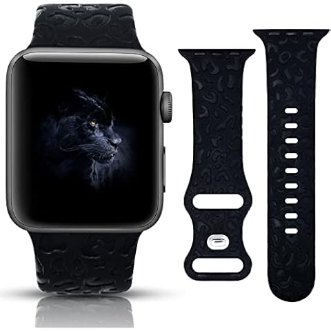 Engraved Design Sport Band Compatible with Apple Watch Bands 38mm 40mm 41mm Fashion Cute Pattern Laser Soft Silicone Replacement Telekinetic Straps for iWatch Series 7 6 5 4 3 2 1 SE Cover