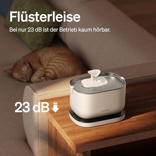 PETLIBRO Katzenbrunnen Kabellos mit Bewegungsmelder Dockstream Trinkbrunnen für Katze Kabellos, Batteriebetrieben Katzen Trinkbrunnen mit Akku 5000mAh, 23dB Ultraleise, Einfache Reinigung, BPA-frei