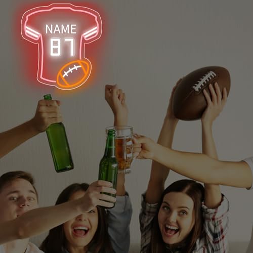 Image of Custom Football Jersey Neon Signs for Wall Decor Football Neon Sign with Custom Name and Number Personalized Sports Neon Light for Bedroom Sports Light Up Sign LED Signs for Football Lover Gifts