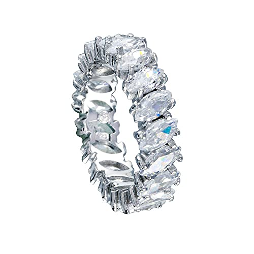 Sterling Silver Ladies Eternity Band Ring w/ 3 mm x 6 mm Marquise Cut CZ Stones2