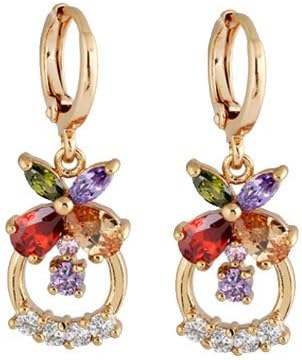 new design Multicolor 18k gold & AAA swiss diamond & 18k gold plated female drop earrings