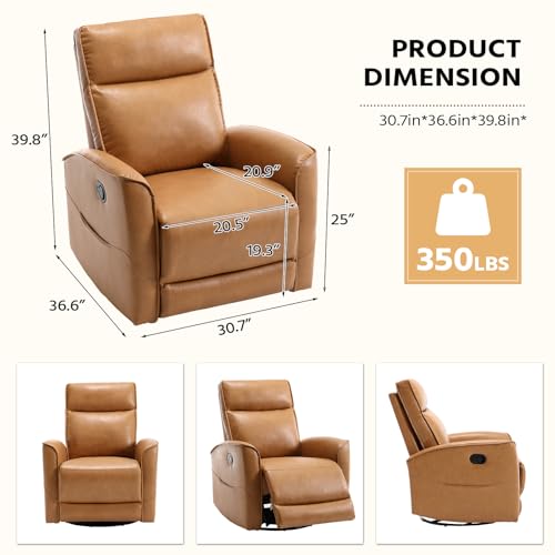 Image of HAOMARKETS Swivel Rocker Recliner Chair Set of 2, Manual Faux Leather Glider Rocking Recliners for Adults, 360 Swivel Nursery Reclining Sofa with Storage Pocket
