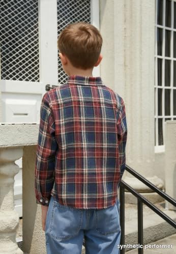 Image of Betusline Boy and Men Button Down Plaid Shirt