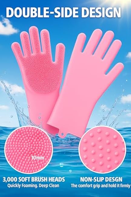 Pet Grooming Glove for Dogs & Cats ¨C Deshedding Brush & Hair Remover with 3,000 Soft Silicone Tips ¨C Bathing Mitt for Wet & Dry Use ¨C Heat Resistant & Anti-Slip ¨C Pink-CfSw77Kv