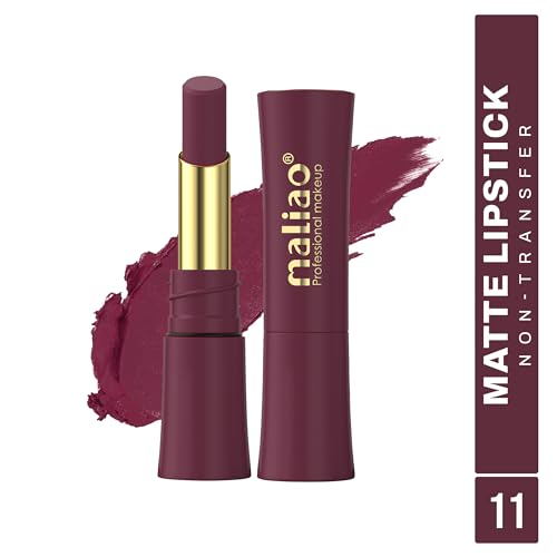 Image of Maliao Matte Lipstick - Non-Transfer, Long-Lasting, High-Pigment, 3.5g (Shade 11, Medium)