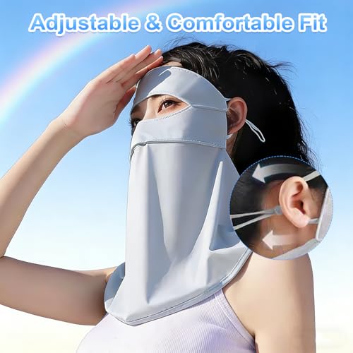 Image of TecoKart Face Mask with Neck Protection, UPF 50+ & Adjustable Ear Loops | Breathable Sun Protection Mask for Women Cycling, Biking, Outdoor Activities