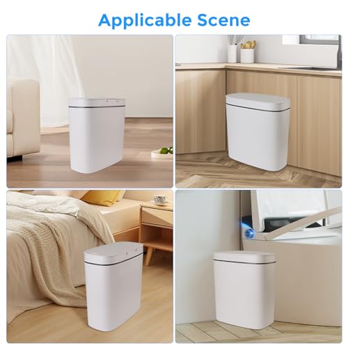 Image of Bathroom Trash Can with Lid, 3.7 Gallon Waterproof Garbage Can, Electric Smart Sensor Touchless Trash Can with 40pcs Trash Bags, Ideal for Bathroom, Kitchen, Living Room