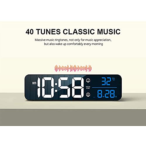 Digital Clock, Digital Clock Large Display, Led Digital Alarm Clock For Living Room, Rechargeable, Sound-Activated, Snooze, Date &Temp Display Digital Wall Clock, For Bedroom Kitchen Office, Black #TOP7