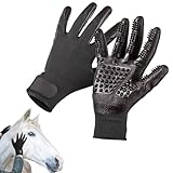 多機能馬ブラシ手袋、ゴム製馬マッサージ手袋、馬グルーミングブラシ、通気性馬毛リムーバーミット 馬の犬と猫の洗濯グルング脱毛用(ック)