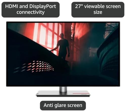 Image of Lenovo ThinkVision P27h-30 27 inch Class WQHD LED Monitor - 16:9 - Raven Black
