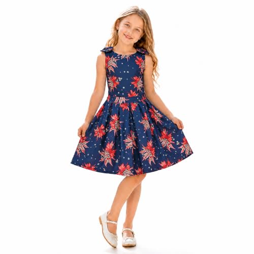 Image of Miss Lavish London Kid Dress for Girls, Shoulder Bow Printed Party Dress, Summer Dress for Girls, Kids Printed Dress for Birthday, Vacation, Wedding & Festival Girls Dresses