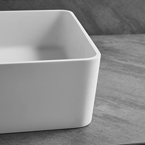 White Bathroom Vessel Sink,Rectangular Vessel Sinks For Bathrooms 18"X13.77" Modern Counter Porcelain Vanity Vessel Sink Bowl Ceramic Basin #TOP4