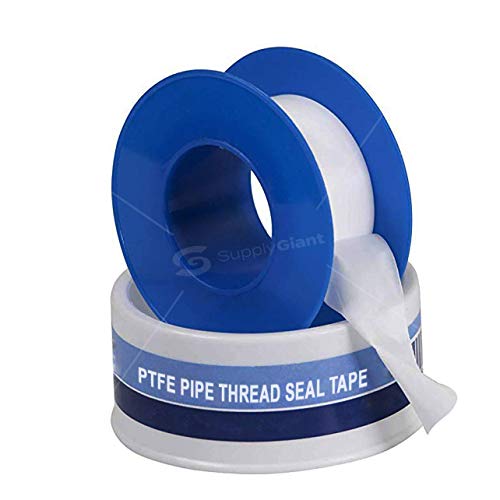 Supply Giant I30-5 Ptfe Thread Seal Tape For Plumbers, White 1/2 Inch X 260 Inch (Pack Of 5 Rolls), 5 Piece #TOP1