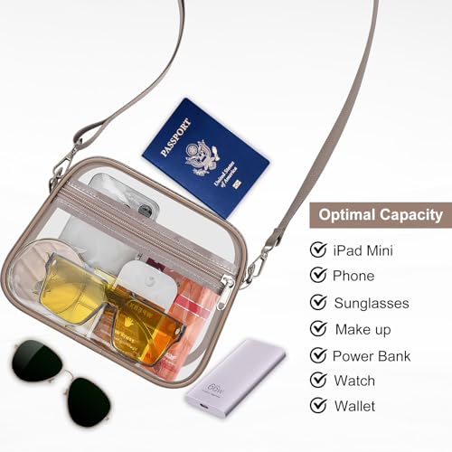 Image of Clear Bag for Stadium Events Clear Sports Fan Handbags Purses with Adjustbale Strap for Concerts Festivals Game Day