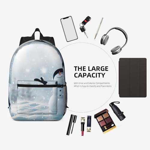 Mochila universitaria de Navidad unisex con compartimento escolar y estampado negro navideño 7