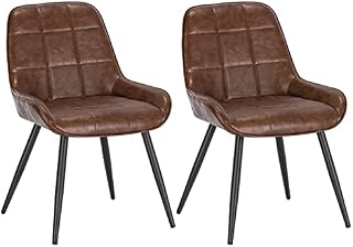 WOLTU Set of 2 Dining Chairs, Relaxing Chairs Faux leather, Chairs for Bedroom, Living Room, Dining Room and Kitchen, Ergonomic Chairs with Backrest, Brown, BH332br-2
