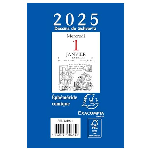 Exacompta 32103E Bloc Ephéméride Comique 6,5 x 9,7 cm Janvier à Décembre 2020