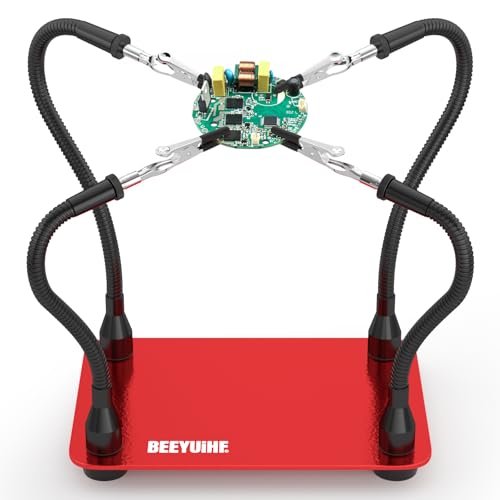 BEEYUIHF Main Soudure, Station de soudage avec 4 Bras Flexibles Souder, Troisième 3eme Main Support...
