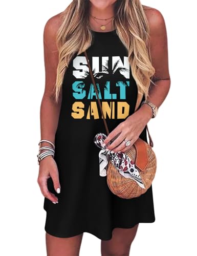 Voqeen Womens Beach Dress Sleeveless Summer Casual Cover Up Loose Mini Sundress Holiday Tank Dress Lounge Wear