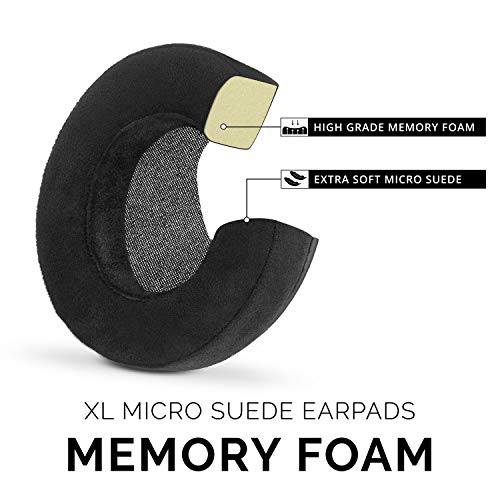 Brainwavz XL Large Replacement Memory Foam Earpads - Suitable For Many Other Large Over The Ear Headphones - Sennheiser, AKG, HifiMan, ATH, Philips, Fostex, Sony (MicroSuede)