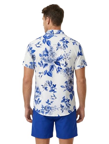 Image of DRESSFO Matchable Couples' Outfit Tropical Flower Leaf Print Button-up Shirt Or Strappy Dress