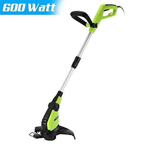 BAKAJI Elektrische grastrimmer 600 W diameter snede 32 cm grastrimmer hoogte verstelbaar en kantelbare snijkop grasmaaier tuin met 8 m nylondraad meegeleverd - Afbeelding 3