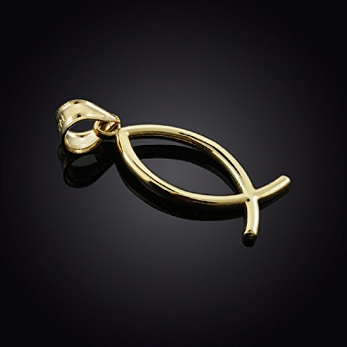 14k Yellow Gold Ichthus Christian Vertical Fish Pendant2