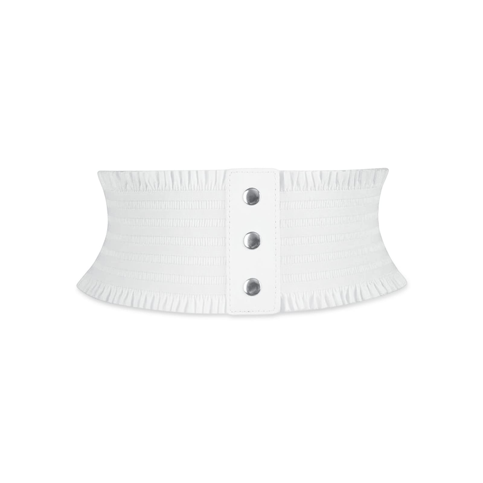 LumiSyne Women Elastic Corset Belt Wide Waist Belt Snap Buckle Design Fashion Ruffled Trim Stretchy Waistband Retro Cinch Belt Waspie Belt For Dress Jumpsuit Overcoat