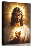 Lienzo decorativo para pared con diseño de corazón sagrado de Jesús, Cristo Jesús, divino misericordia, retrato religioso, cuadro de decoración de pared, póster impreso para sala de estar, dormitorio,