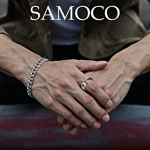 SAMOCO 12 Pcs 8mm Stainless Steel Ring for Men Women Celtic Dragon Beveled Edges Celtic Black Rings Carbide Wedding Band Ring Set Size 7-112