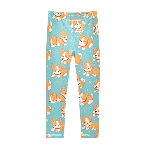Corgi Dog Girls' Leggings Toddler Doodles Funny Kids Yoga Pants Dance Active Tights 4T