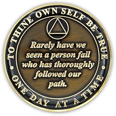 5 Year Sobriety Coin | Founders Triplate AA Chip | Celebrate Recovery Anniversary Token | Alcoholics Anonymous Gift (Black)