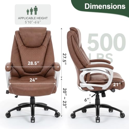 Image of Vogue Big and Tall Office Chair 500lbs Ergonomic PU Leather Lumbar Support