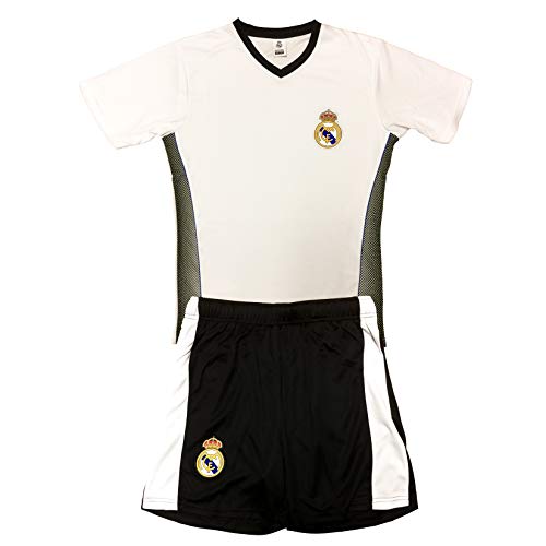Compatible to Real Madrid Training Jersey KIT for Adults and Kids, Jersey and Short, Licensed Real Madrid Set (XX-Small (Youth Large 10-12 Years)) White