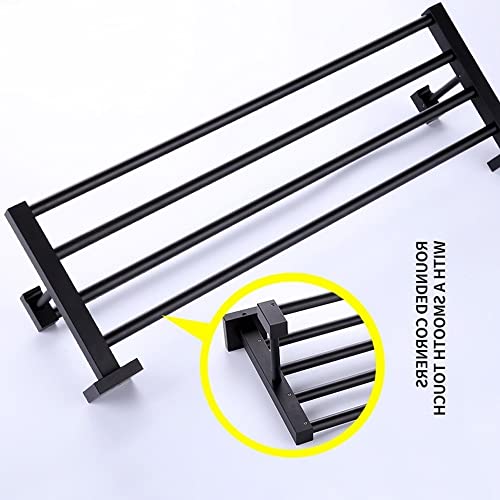 Étagère serviette pliante noire 40cm pour optimiser l'espace mural de douche - 7