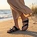 CUSHIONAIRE Luna Sandals for Women, Cork Footbed Womens Sandals for Summer Comfort with Adjustable Straps, Wide Width Available, BLACK 10