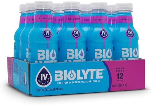 BIOLYTE Electrolyte Drink - Doctor-Formulated Hydration Drink, Electrolytes Water, Chemotherapy Must Haves for Women & Men, Rehydration IV Liquid in a Bottle- Mixed Berry, 16 Fl Oz (12 Pack)