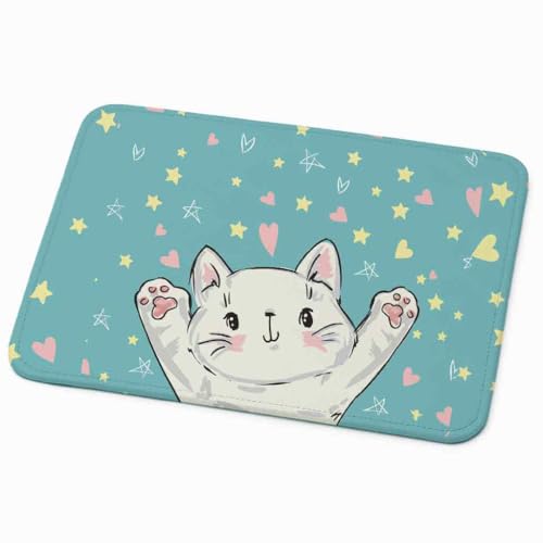 Image of Mouse Pad for Laptop & Desktop | 9x7 Inch Anti-Fray Stitched Edges | Non-Slip Rubber Base | Desk Setup Accessory for Students, Gamers & Professionals (Happy Kitten)