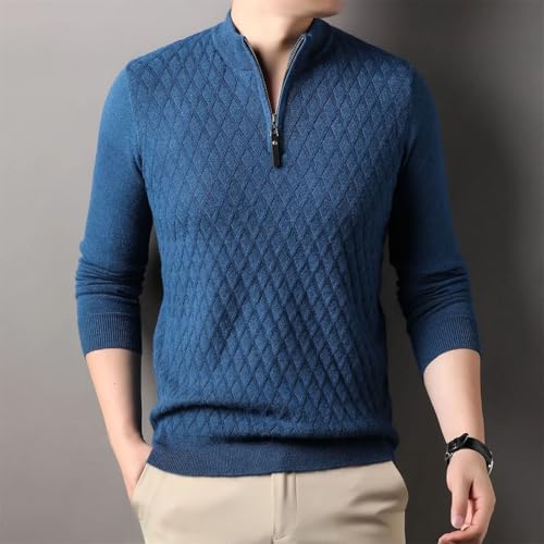 Men Half Zipper Slim Fit Knitted Pullover Sweaters Casual Longsleeve Standcollar Solidcolor Knitwear3